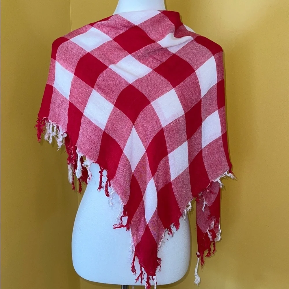Red and White Checkered Shawl